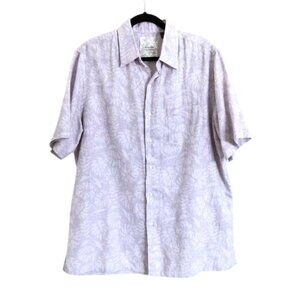 Like New Tasso Elba Island Men's Palm-Print Silk Linen Blend Short Sleeve Shirt
